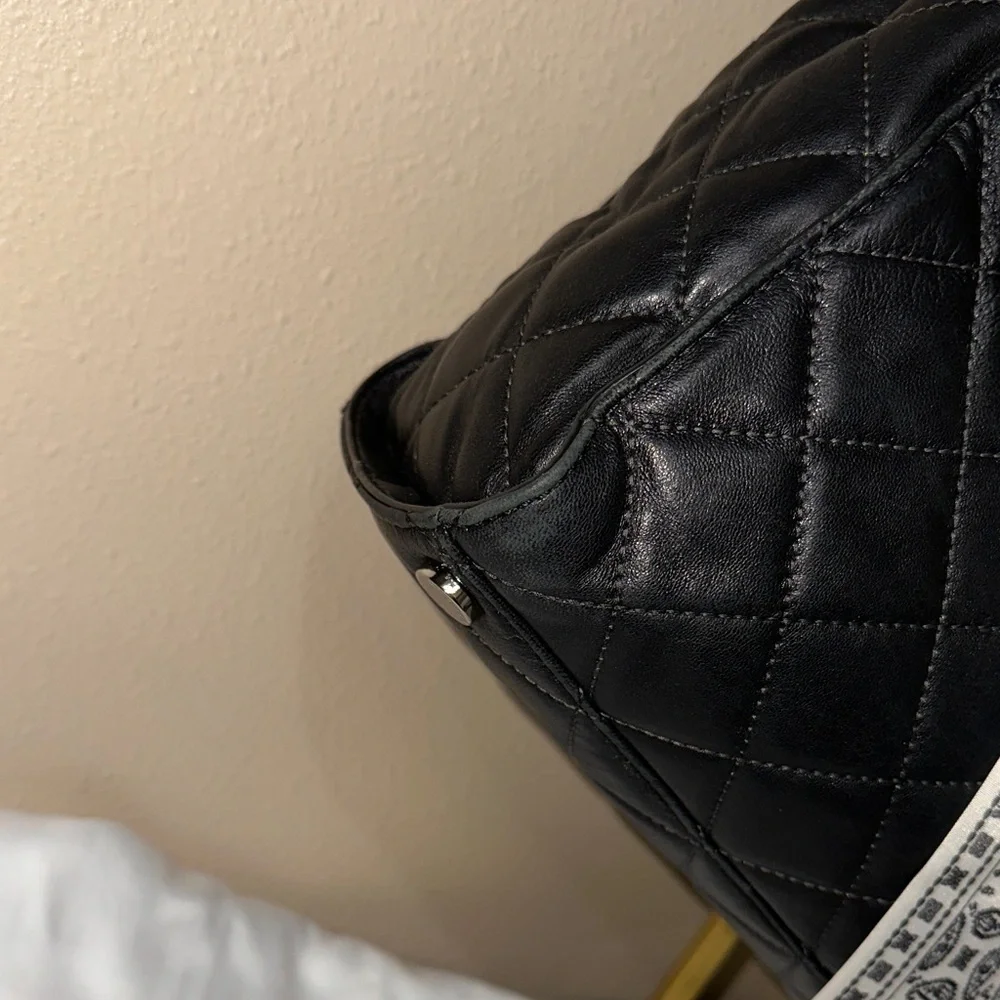 Michael Kors Black Quilted Shoulder Bag With Dust Bag & Scarf